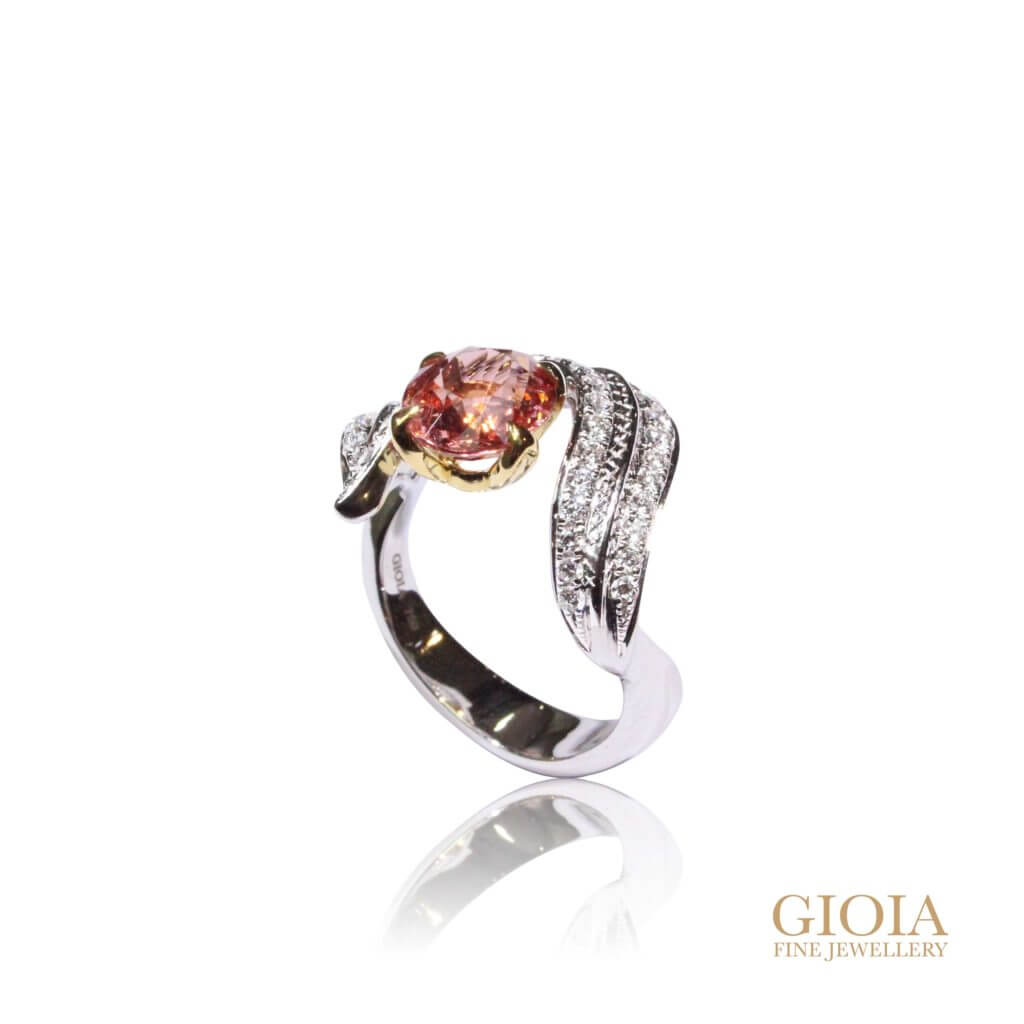 Spinel leave ring customised jewellery design