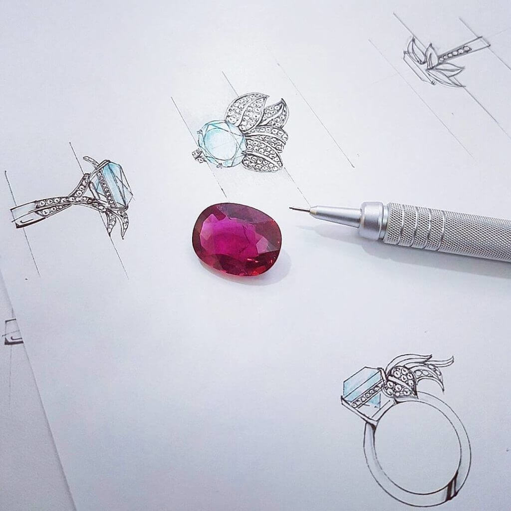 Customised Rubelite Tourmaline Flora Ring
