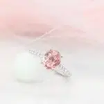 Padparadcha Sapphire Proposal Ring with Diamond customised gemstone engagement ring in singapore