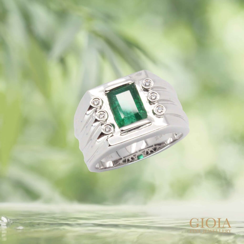customised emerald mens ring | Bespoke custom made local Singapore Jeweller