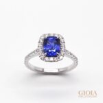 Halo Blue Sapphire Ring | Unique halo diamond setting with blue sapphire | Personalised jewellery - Local Customized Jeweler in Singapore