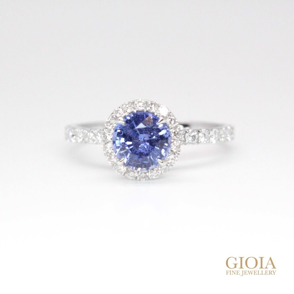 Sapphire proposal ring | unique halo round sapphire ring | Local Singapore Custom made jeweller