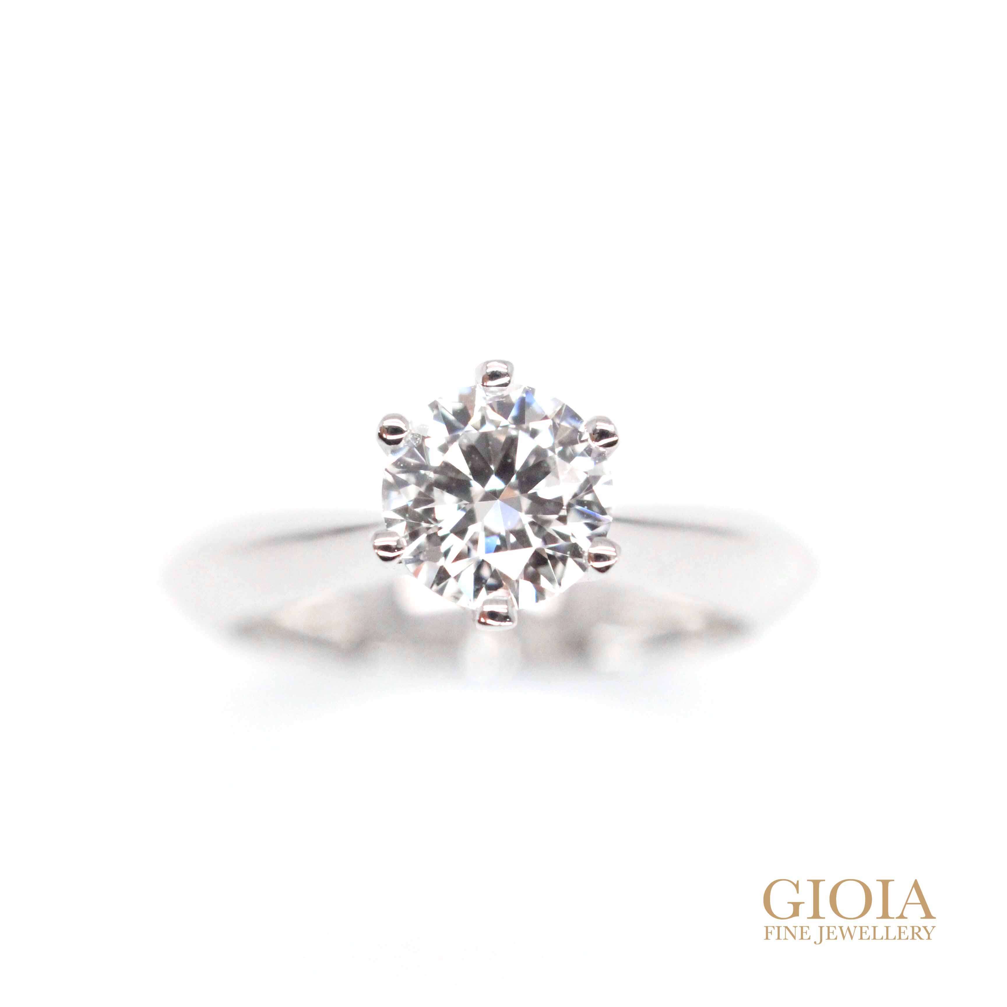 6 prong solitaire diamond - ideal diamond with eight hearts & eight arrow diamond - Proposal ring for wedding engagement ring | Local Singapore Custom made jeweller