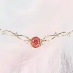 Gemstone Necklace Padparadscha Sapphire Proposal with Twisted Bands
