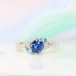 Sapphire Aquamarine marquise with curve diamond ring
