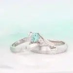 Stackable Wedding Bands modern design with gemstone engagement ring at GIOIA Fine Jewellery with Wedding Ring Jewellery