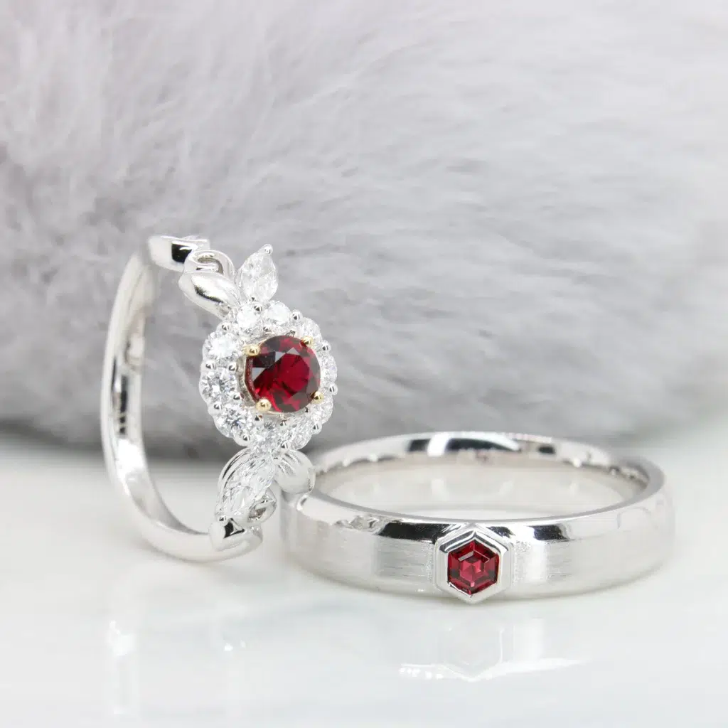 Ruby & Red Spinel Wedding Bands Unique Flora Design - Best Ruby and Red Spinel Gemstone Jewellery Shop in Singapore