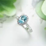 Personalised Engagement Ring with Paraiba Tourmaline Gemstone with unique design for a proposal with own personalised initials on the ring | Customised Jeweller in wedding ring and wedding jewellery with paraiba tourmaline gemstone in Singapore