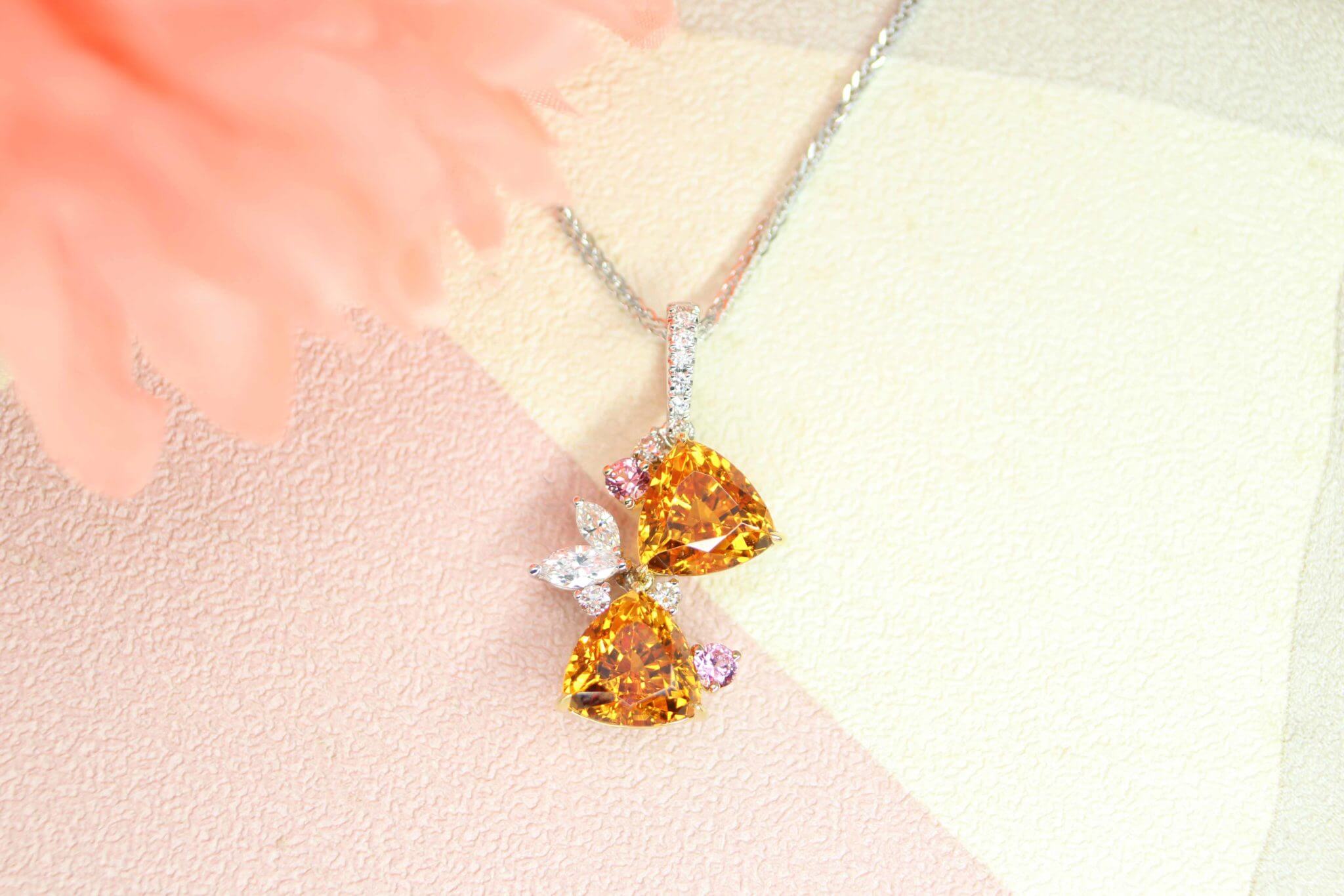 mandarin Garnet Trilliant Pendant Customised Pendant Jewellery