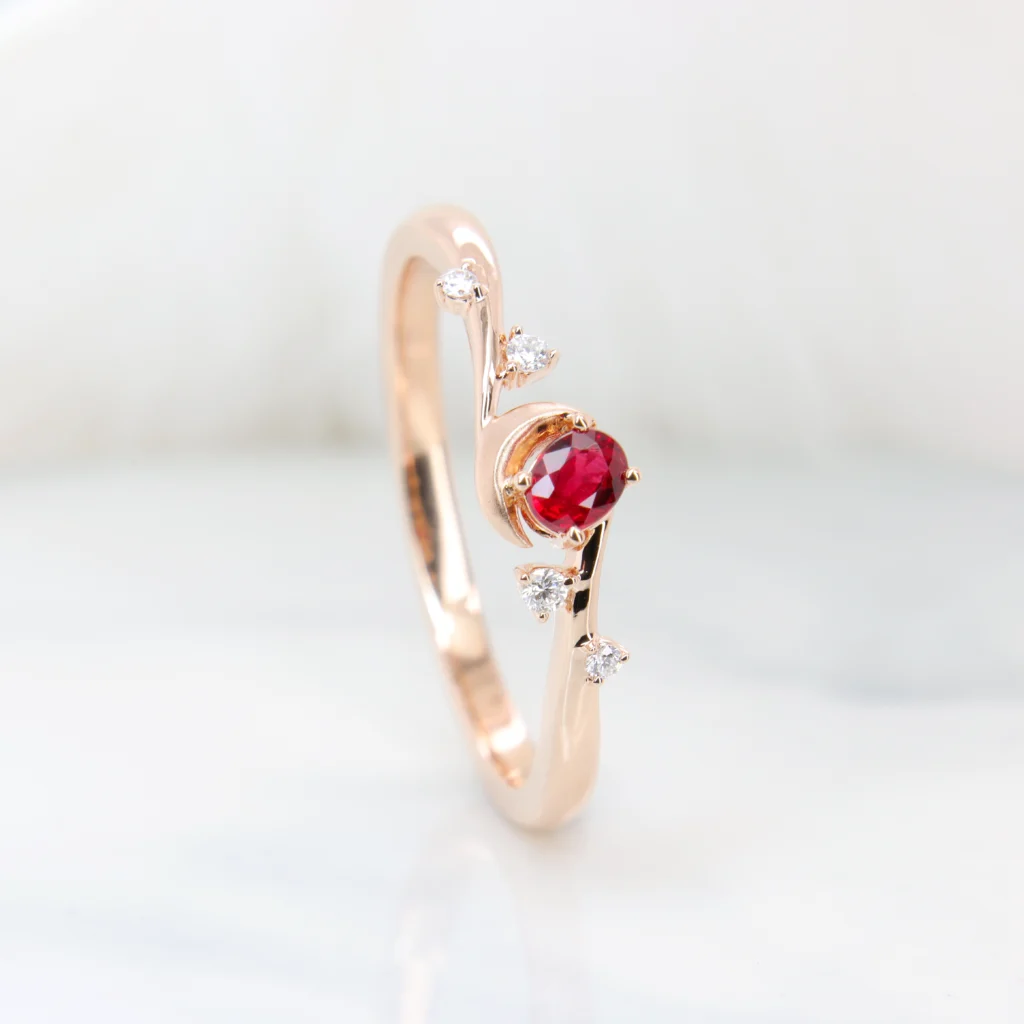 Personalised Proposal Ring with Ruby – Inspired by the Moon & Stars in Singapore by GIOIA Fine Jewellery