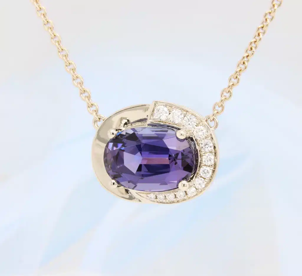 Tanzanite Pendant in champagne gold with diamond 