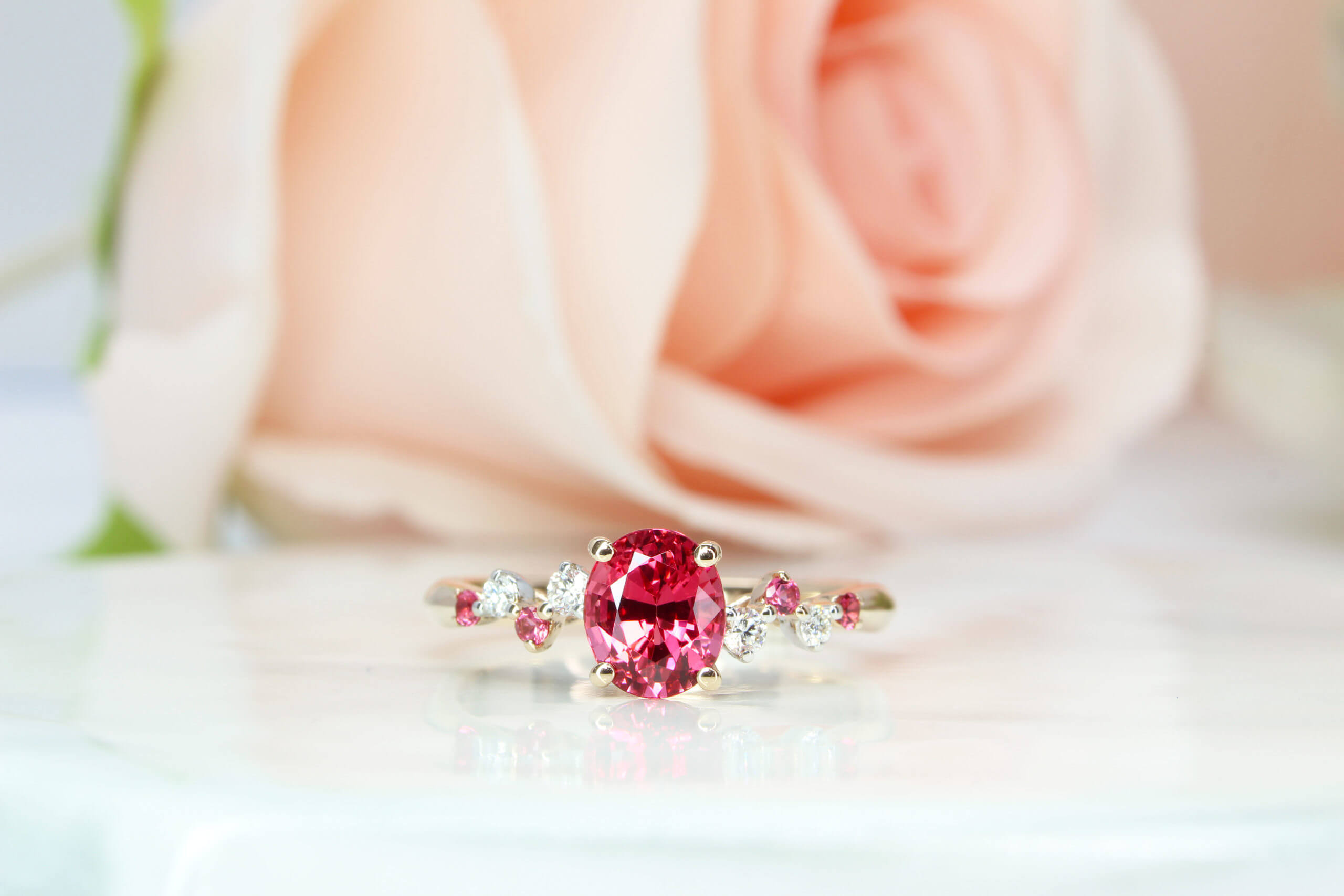 Jewellery Collection 12 Mahenge Pink Spinel Proposal Ring Customised Proposal Ring frontview scaled
