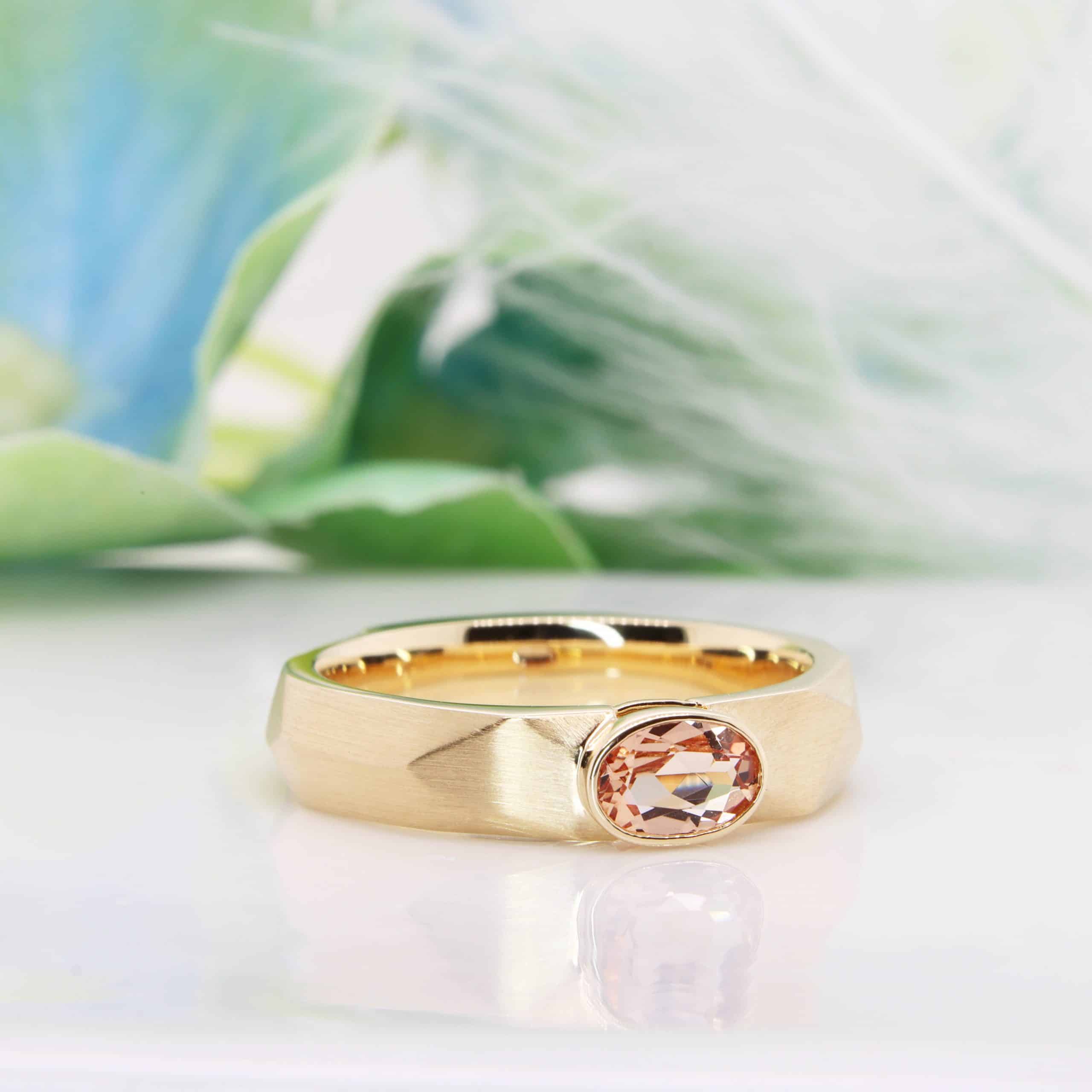 Modern Men's Ring Design with Imperial Topaz as wedding band