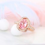 Padparadscha sapphire Ring with flora halo diamond