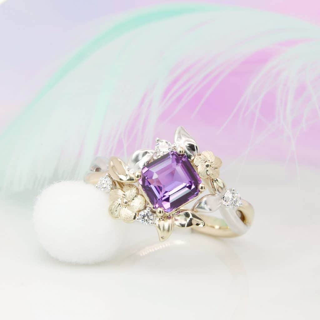 Purple Sapphire Floral Ring proposal ring