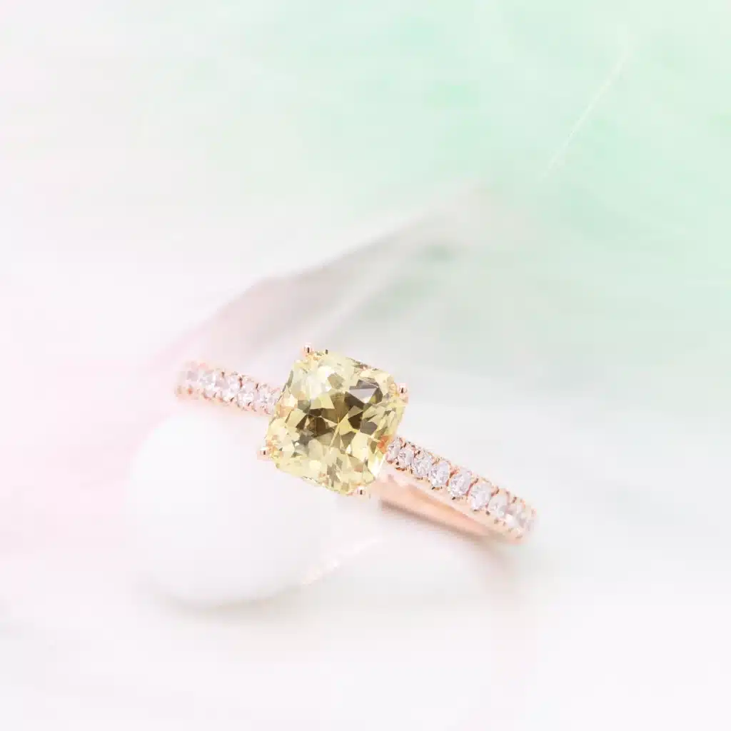 Yellow Sapphire Gemstone Unheated Ring to Royal Blue & Padparadscha Sapphire Gemstone in Singapore