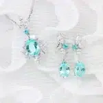 Paraiba-Tourmaline-High-Jewelry-Pendant-with-Earring Fine Jeweller in Bespoke Jewellery