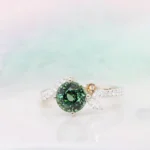 Eye Colour Gemstone in Teal sapphire Proposal Ring Personalised Proposal Ring with matching eyes colour