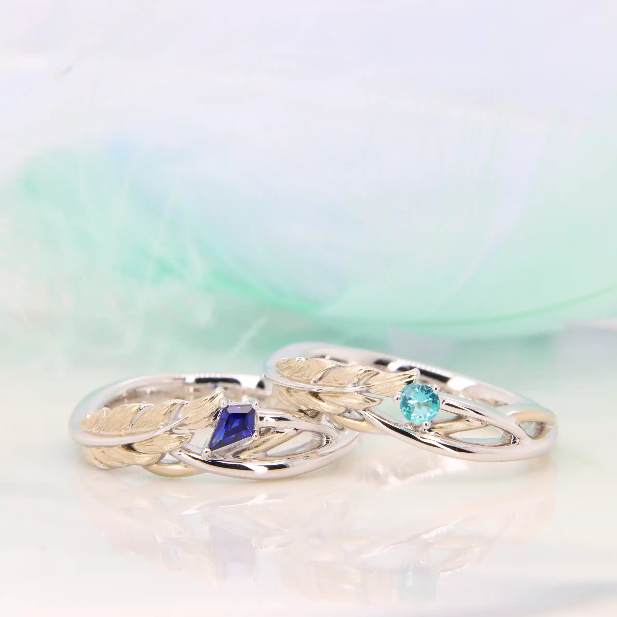 Feather Ring Jewellery with Gemstone Wedding Ring