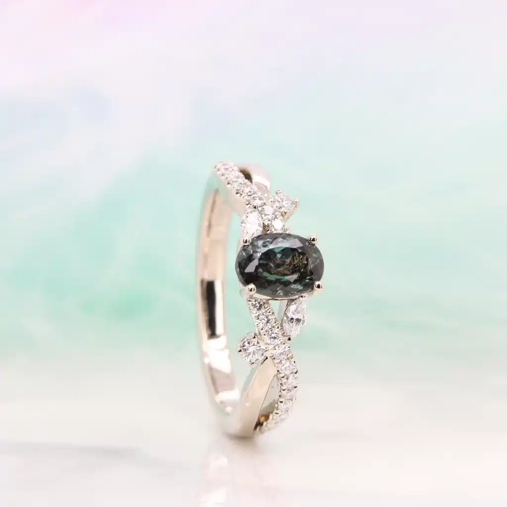Unique Engagement Ring with Rare Gemstone Alexandrite in Singapore