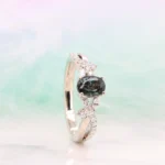 Alexandrite Colour Change Custom Proposal Ring in Champagne Gold Perspective Bluish Green in Singapore by GIOIA Fine Jewellery