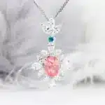Bespoke Jewellery Rare Padparadscha Sapphire with unique Design and Brazil Paraiba Tourmaline Gemstone Pendant Necklace Fine Jewellery
