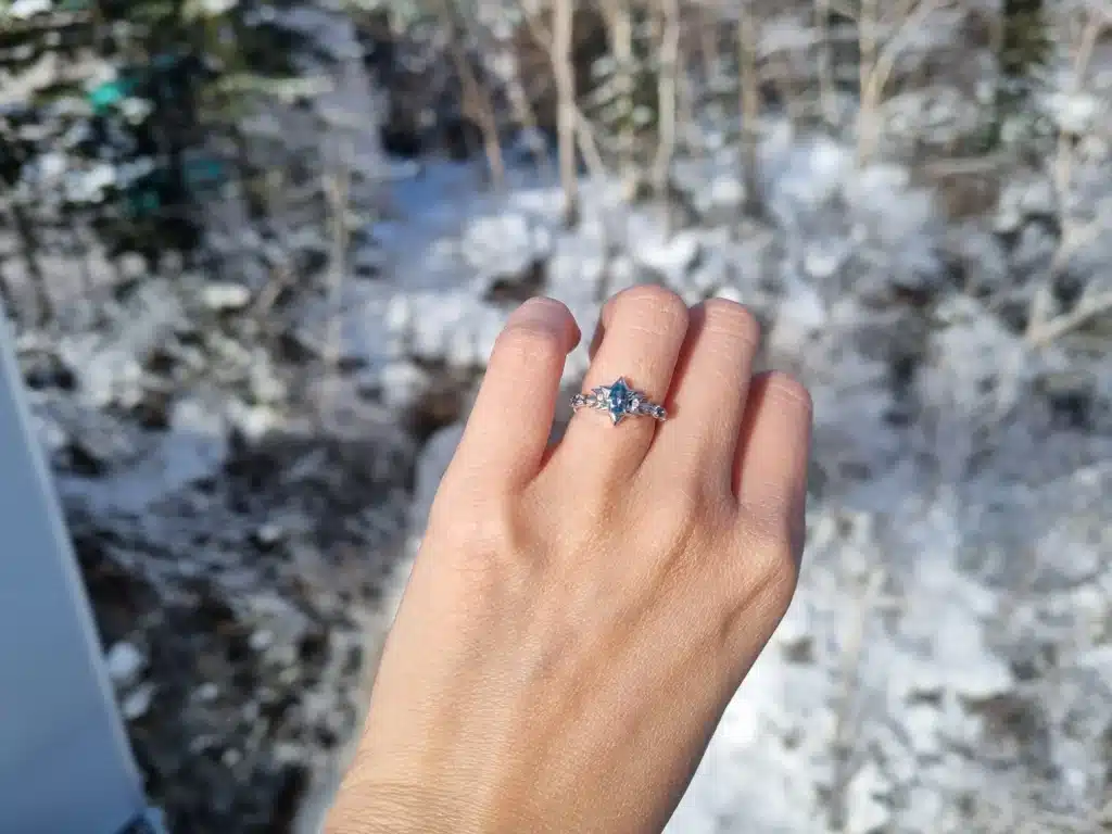 Customised Engagement Ring with Aquamarine for proposal in Singapore 