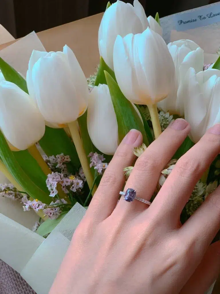Customised Engagement Ring with Gemstone spinel for proposal