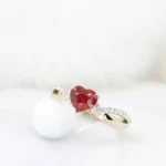 Pigeon Blood Ruby Heart-shape Twisted Diamond with Diamond-cut Perspective Custom Heart Shape Ruby Pigeon Blood with Twisted Diamond and Diamond cut shape Engagement Ring - Custom Gemstone Engagement Ring