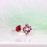 Romantic Toi Et Moi Ring Featuring Fancy Shape Ruby & Tourmaline Toi Et Moi Ring with Ruby and Pink Tourmaline Fancy cut Gemstone engagement ring design for your proposal in Singapore