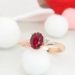 Pigeon Blood Ruby with Dedicated Round Diamond Curve Rose Gold Engagement Ring Ruby Proposal Ring with Vivid Red Pigeon Blood Ruby Gemstone Customised Gemstone Engagement Ring