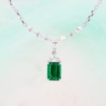 vivid Green Emerald Minor Oil Diamond Marquised Round Pear Necklace Emerald Gemstone Necklace with Diamond From zambian to colombian Fine Jewelry